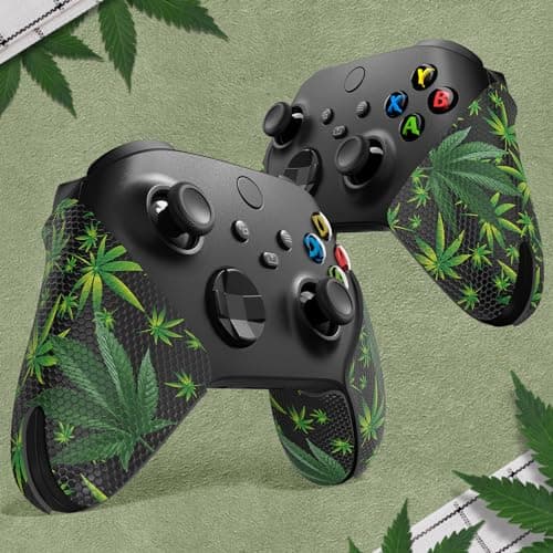 eXtremeRate PlayVital Anti-Slip Pro Grips for Xbox Series X/S Controller, Sweat-Absorbent, Professional Textured Soft Rubber Grip Accessories for Xbox Core Wireless Controller - Green Weeds — view 3