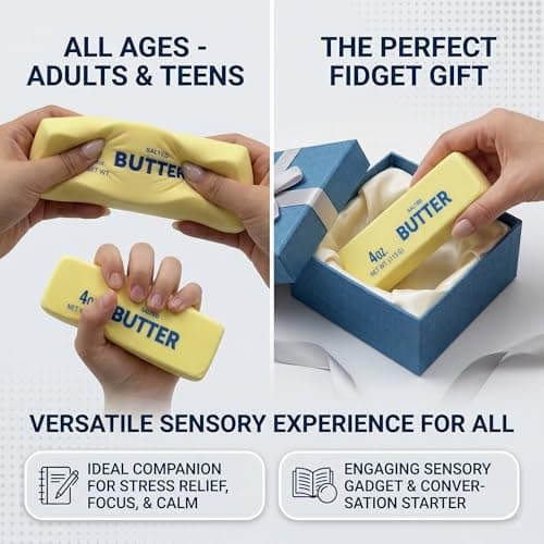 Slow Rising Butter Squishy, Realistic Butter Stick Stress Relief Ball for Adults and Teens, Cute Sensory Fidget Gadget, Soft Anxiety Relief with Wet Rebound, Squeeze Squishy Stress Reliever (Yellow) — view 6
