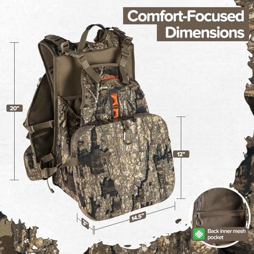 BLISSWILL Turkey Hunting Vest backpack with Seat,Adjustable Camo Vest with Game Pouch for Men Women,Upland Bird Hunting Gear — view 2