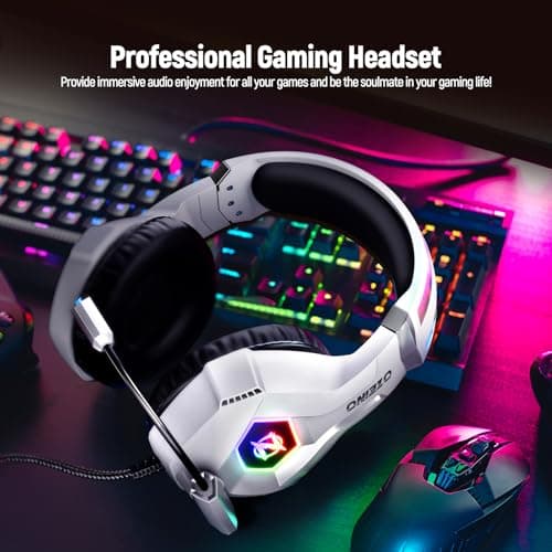 Ozeino Gaming Headset for PC Ps4 Ps5 Stereo Gaming Headphones with Flexible Noise Cancelling Microphone, Soft Memory Earmuffs, LED Light for Xbox Series X/S, Switch, Laptop, Mac, Phone — view 5