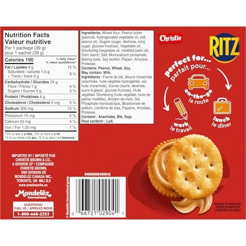 RITZ Peanut Butter Cracker Snackwiches, Filling Made With Real Peanut Butter, 312 g (Pack of 8) — view 4
