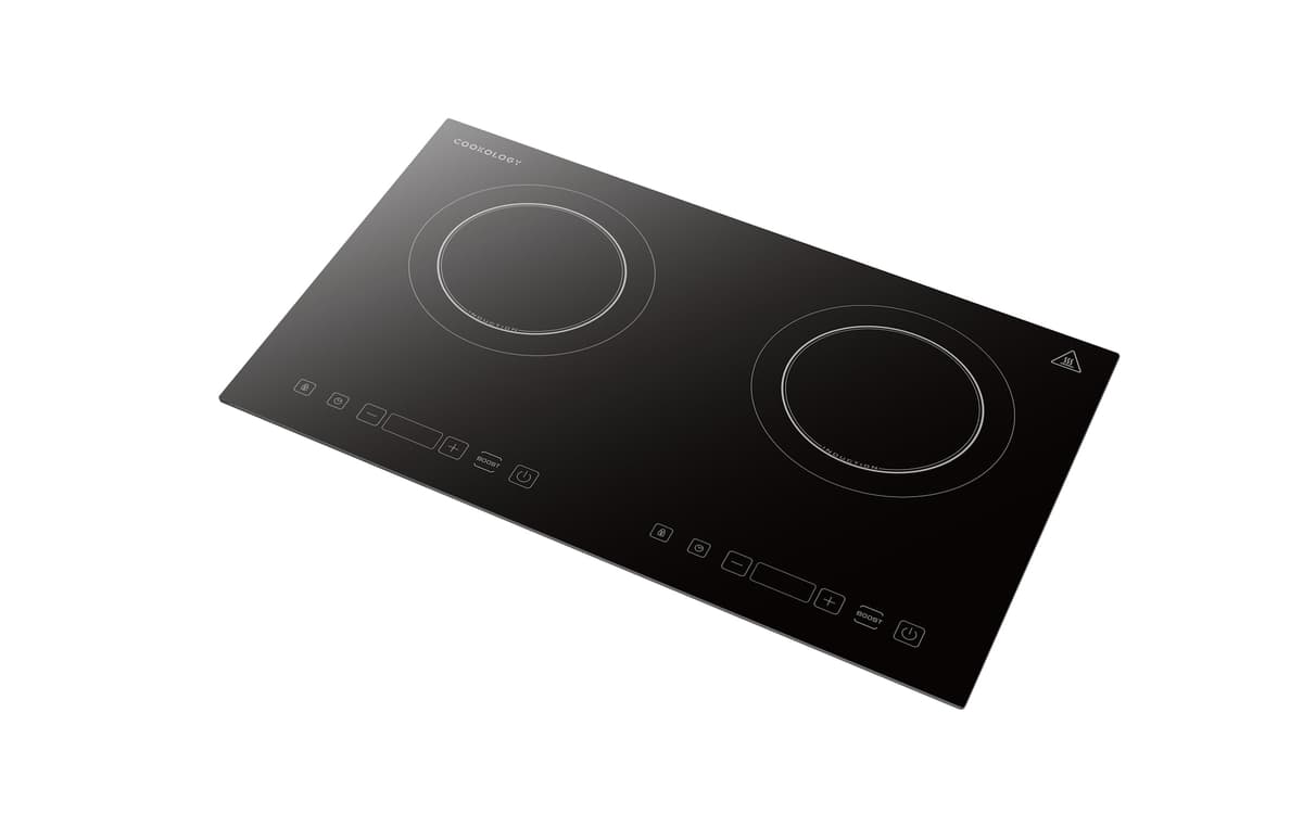 Cookology Dual Zone Induction Hob 3500W Portable Electric Cooktop - 2 Cooking Zones, Touch Controls, Timer, Child Lock, Energy Efficient, Lightweight Compact Design, Black — view 2