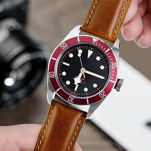 Ritche Christmas Stocking Stuffers Genuine 21mm Leather Watch Band Compatible with Timex Expedition Fossil Seiko Classic Vintage Quick Realease Watch Bands for Men Women Toffee Brown Watch Strap