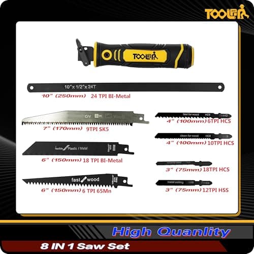 8-In-1 Multi Blades Hand Saw, Drywall Cutter. Hacksaw. Long Blade Hand Saw, Jab Saw, For Cutting Drywall, Sheetrock, Wood, Metel, Plastic, Plywood. Blade Quick Change Mechanism. — view 3