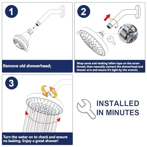HOPOPRO 5-Mode High Pressure Shower Head - The Washington Post, NBC News, Today TV Show Recommended - High Flow Fixed Showerheads (6 Inch Matte Black) — view 5