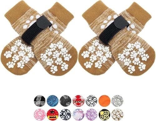 EXPAWLORER Anti Slip Dog Socks to Prevent Licking Paws, Dog Shoes for Hot Pavement, Dog Booties for Small Medium Large Senior Dogs, Traction Control Boots & Paw Protectors for Hardwood Floors
