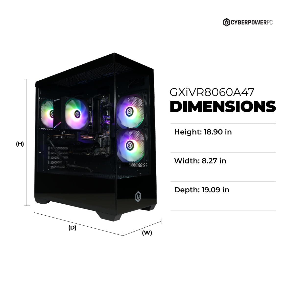 CyberPowerPC Gamer Xtreme Gaming PC, Intel Core i5-14400F 2.5GHz, GeForce RTX 5060 8GB, 16GB DDR5, 1TB PCIe 4.0 SSD, WiFi Ready & Windows 11 Home (GXiVR8060A47) — view 3