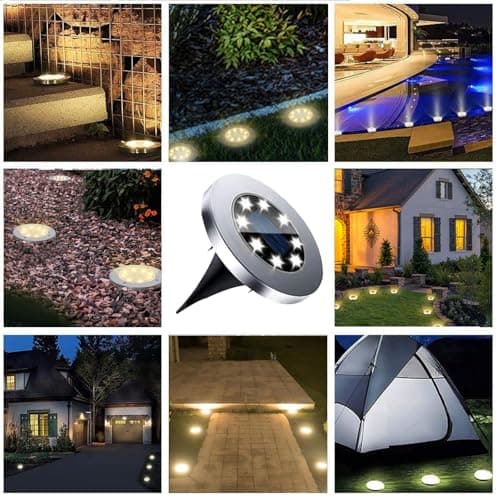 4.6 Inch Diameter Solar Ground Lights, Waterproof Solar Garden Lights, Outdoor Garden Waterproof Bright in-Ground Light, Landscape Lighting for Pathway,Yard,Lawn,Patio,Walkway (12 Pack Warm Light) — view 5