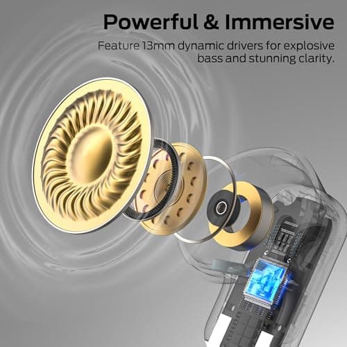 Monster N-Lite 217 Wireless Earbuds, Bluetooth 6.0 Stereo Headphones with Powerful Bass, Built-in Smart Noise Cancelling Mic for Clear Calls, Comfortable Fit, 32H Playtime, IPX5 Waterproof, Black — view 2