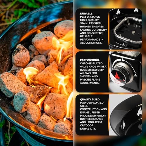 Outland Living Firebowl, Smokeless Fire Pit, Round Outdoor Portable Propane Gas Fire Pit With Fire Pit Cover & Carry Kit, 19-inch Diameter 58,000 Btu, 893 Deluxe Black Perfect for Outside Use — view 4
