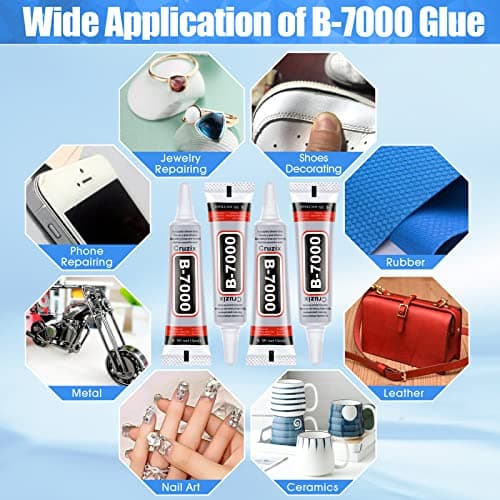 B-7000 Glue Clear for Rhinestone Crafts, Jewelry and Bead Adhesive B7000 Semi Fluid High Viscosity Glues for Clothes Shoes Fabric Cell Phones Screen Repair Metal Stone Nail Art Glass (4x15 ml/0.5 oz) — view 3