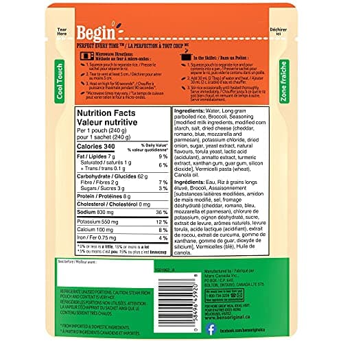 BEN'S ORIGINAL BISTRO EXPRESS Broccoli & Cheddar, Long Grain Rice and Side Dish, 240g Pouch