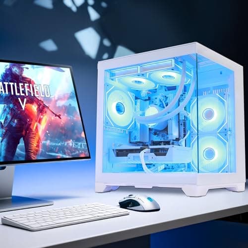 HELLOLAND Gaming PC Desktop Computer | AMD Ryzen 7 7800X3D & RTX 5070 12GB | 32GB DDR5 6000MHz RAM | 1TB SSD | PSU 650W | 240mm Liquid Cooler & ARGB Fans with Software | Windows 11 | White — view 8