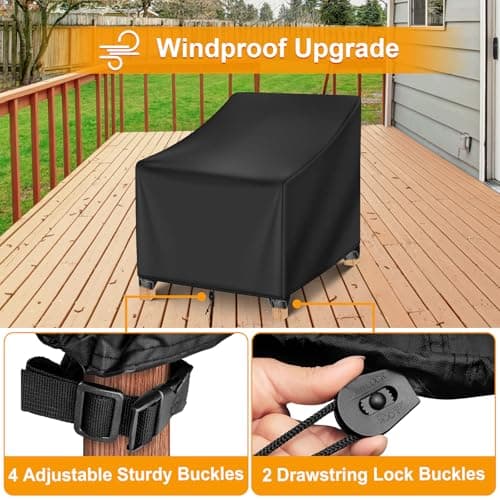 Kipiea 500D Patio Chair Covers Waterproof Winter - 2 Pack Lawn Outdoor Furniture Chair Covers with Anti UV and No Tears, No Fading (35"W x 38"D x 31"H) — view 4