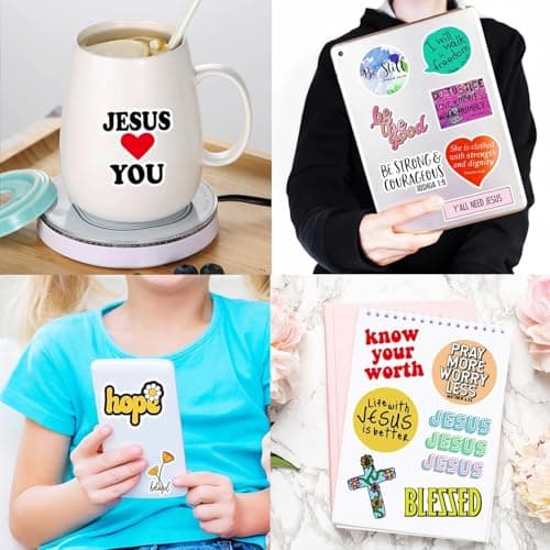 220Pcs Inspirational Christian Stickers Bulk, Vinly Waterproof Bible Verse Jesus Stickers for Water Bottles Laptop Scrapbook Journaling, Religious Faith Decals for Adults Teens Kids, Christian Gifts — view 5