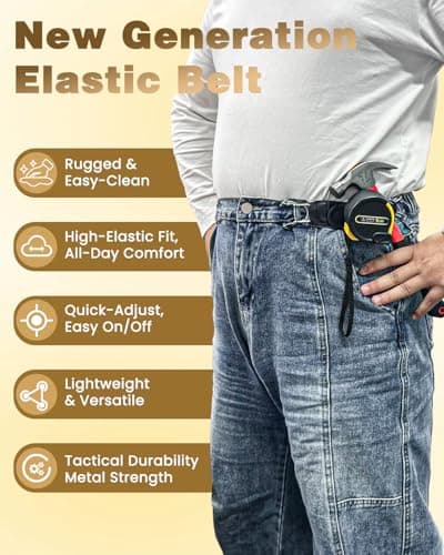 Buckleless Belt for Men Tactical Metal Hook Elastic Buckle Less Loops with Hooks Adjustable Women Generic Belts Side Unisex Waist Invisible Belttactical Outdoor Comfortable 4PCS — view 3