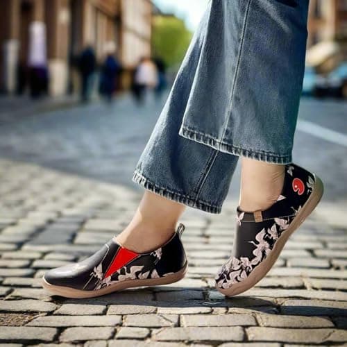UIN Women's Walking Travel Shoes Slip On Microfiber Leather Casual Loafers Lightweight Comfort Fashion Sneaker Crane in Dark (8)