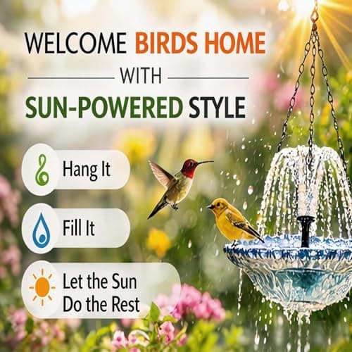 Solar Powered Hanging Bird Bath Fountain, 3-Tier Cascade Solar Water Fountain with Integrated Solar Panel, Upgraded Water Pump for Garden, Patio, Outdoor Bird Decor (Blue, Set A) — view 2