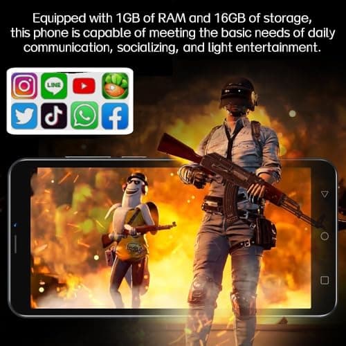 KostSell Mobile Phone, 5.0-inch Screen, Android 9.0 OS,16GB ROM (SD to 128GB), Dual SIM Dual Cameras，Face ID Unlock Cell Phones(Gold) — view 4