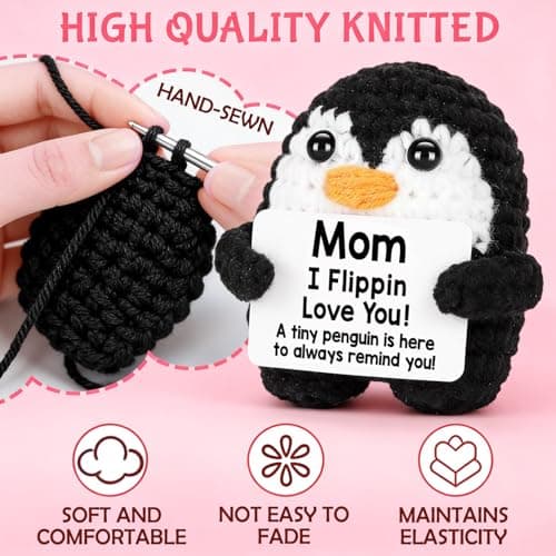 Birthday Gifts for Mom, Handmade Penguin Crochet Gifts for Mom and Mother in Law, Funny I Love You Gift for Her, Mothers Day Gift — view 2