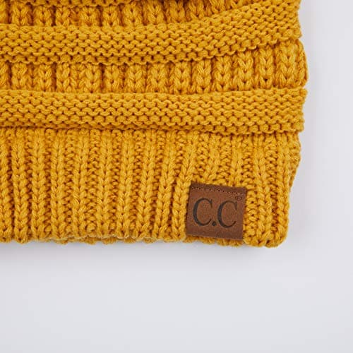 C.C Hatsandscarf Exclusives Solid Color Beanie Tail Hat for Adult (MB-20A) - One Size, Mustard Yellow — view 2