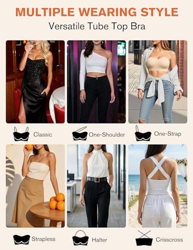 Avidlove Strapless Bras for Women Non-Slip Bandeau Bra Push Up Invisible Bralettes Seamless Wireless No Underwire Padded Tube Top Bra Nude M — view 4