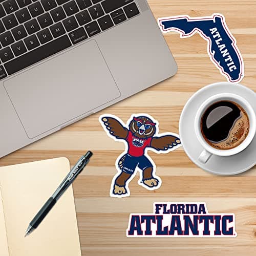 Florida Atlantic University Vinyl Sticker Pack – 8 Waterproof FAU Owls Logos, Mascot, Pennant & Wordmark Decals for Laptop, Water Bottle, Tablet, Car, Skateboard & More — view 2