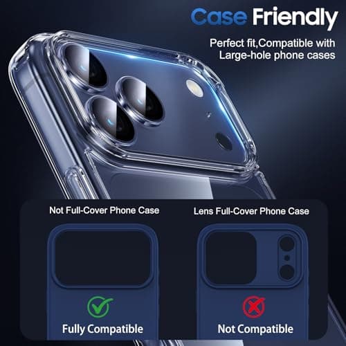 UniqueMe Compatible for 3 Pack iPhone 17 Pro Max Camera Lens Protector - [Drop Protection] Anti Scratch Full-Coverage Camera Cover Screen