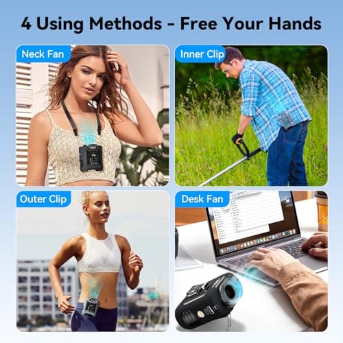 Portable Waist Fan Rechargeable Waist Clip Fan 12000mAh,6 Speeds 16000RPM Strong Airflow Personal Fans with Max 30H Working Time,Hands-Free Hanging Neck Fan,Wearable Belt Fans for Outdoor/Jobsite — view 3