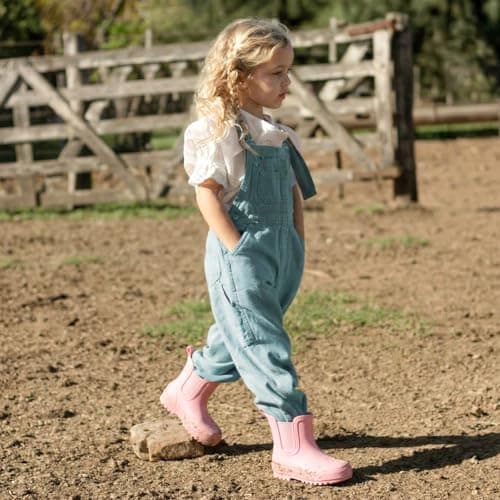 Furuian Rain Boots for Kids Waterproof Ankle Rubber Boots Boys Girls Easy-on for Outdoor School Hiking Toddler — view 2