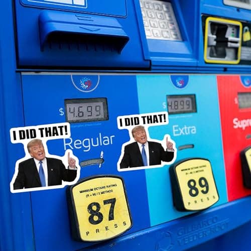 I Did that Trump Sticker 100Pcs, 2 x 1.8 Inch Funny Gas Pumps Sticker, Waterproof & Weatherproof, Glossy Finish, Easy to Remove & Reusable Bumper Decal, No Residue, Stick to Flat and Curved Surface — view 2