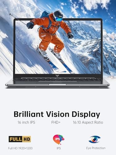 KAIGERR Laptop, 16GB DDR4 512GB SSD Laptop Computer, 16.0inch Windοws 11 Laptop with Ιntel 12th Quad-Core Processor(Up to 3.4GHz), 1920P FHD Display, WiFi 6, USB3.2, Type_C — view 2