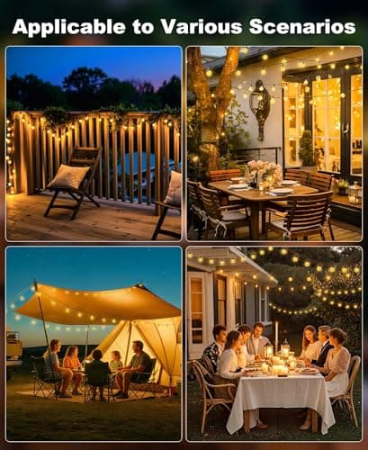 btfarm 49FT/15M Solar String Lights Outdoor, 50LED Solar Powered Patio Lights Outdoor Waterproof, 8 Modes Crystal Globe Lighting for Garden Fence Gazebo Tree Yard Porch Party Wedding Decor, Warm White — view 5