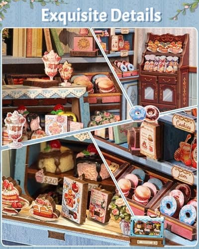 CUTEBEE Book Nook Kit - DIY Miniature House Kit for Adults, Teens, Booknook Dollhouse Tiny House Library Model Build Bookshelf Insert, Gifts for Family, Friends (Sweet Marie) — view 4