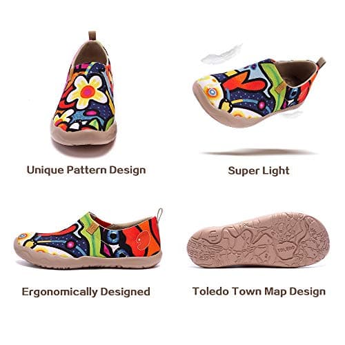 UIN Women's Flats Canvas Lightweight Slip Ons Sneakers Walking Casual Art Painted Travel Shoes Secret Garden (9) — view 6