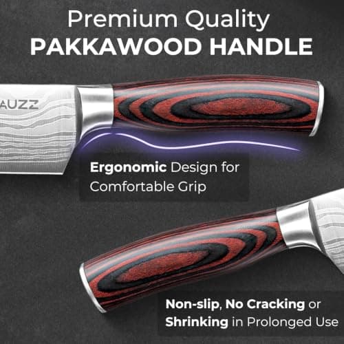 DiiHAUZZ Chef Knife, 8 Inch 5Cr15MoV High Carbon Stainless Steel Kitchen Knife with Ultra Sharp Edge, Ergonomic Pakkawood Handle, Sheath and Gift Box — view 4