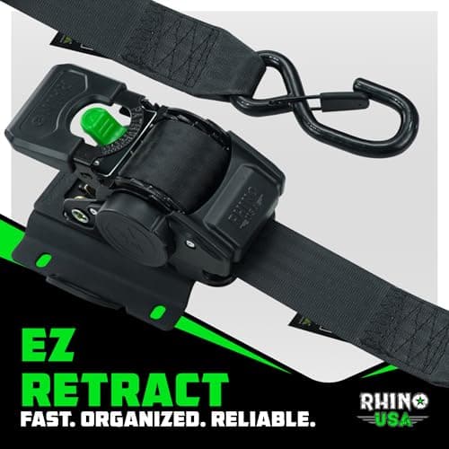 Ford Only – Rhino USA Integrated Cargo Magic Bed-Mounted Retractable Ratchet Straps (2PK) for Ford F150 (2015+) & F250 (2017+) – BoxLink Compatible, 360° Swivel, Heavy-Duty Tie Downs — view 3