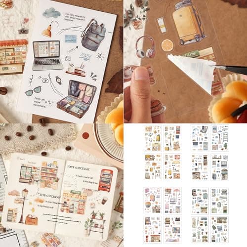 Funny Travel Scrapbooking Sticker Travel Transparents PET Journaling Clipping Supplies Decal for Planners Decorative for Scrapbooking