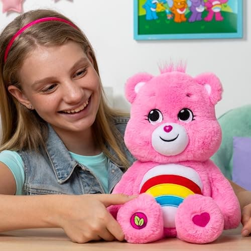 Care Bears 14" Cheer Bear Plushie - Medium Size - Pink Plushie for Ages 4+ – Perfect Stuffed Animal Holiday, Birthday Gift, Super Soft and Cuddly – Good For Girls and Boys, Employees, Collectors — view 4