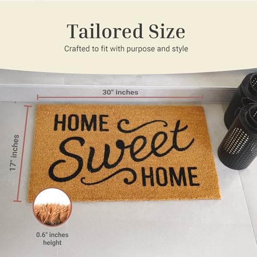 THEODORE MAGNUS Door Mat - Welcome Mat for Front Door with Non-Slip Backing - Durable Coir Doormat - Perfect for Outside Entrance and Entryway Matt - Outdoor/Indoor - Home Sweet Home - 17" x 30" — view 2