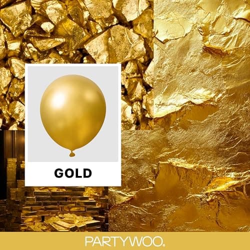PartyWoo Gold Balloons 140pcs Different Sizes of 18 12 10 5 Inch Gold Balloon Arch Kit Garland for Birthday Wedding Anniversary Baby Shower Graduation Retirement Casino Party Decorations Gold-G101