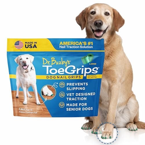 Dr Buzby's Large ToeGrips for Dogs - Instant Traction on Wood/Hardwood Floors - Anti Slip Relief - Grippers for Senior Dogs - Stop Sliding Instantly - Rubber Nails for Paws - 1 Pack (20 Grips)