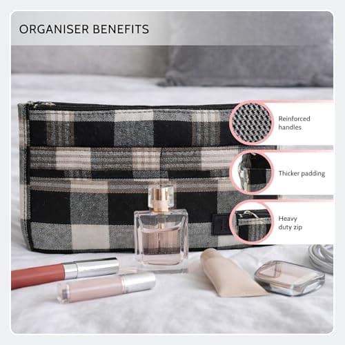 Periea 'Mags' Luxury Plaid Medium Handbag Organizer Insert - (White and Black Tartan) — view 4