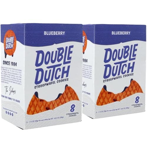 Double Dutch Stroopwafel Cookies – 2 Pack - 16 Waffles – Caramel, Blueberry, Vanilla, Chocolate Salted (16 Count, Blueberry) — view 3