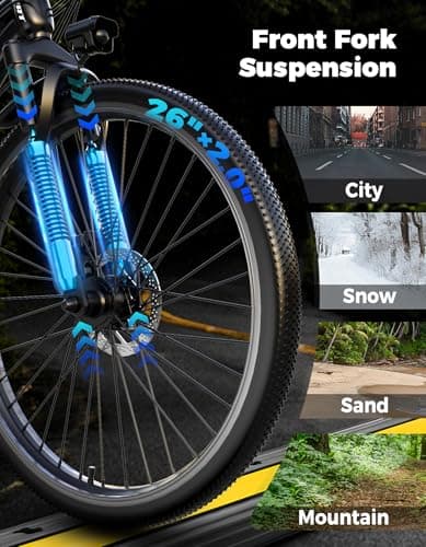 Electric Bike for Adults, 1500W Peak Mountain Ebike, 40 km/h Top Speed, Up to 105 km Range, 7 Speeds, 48V 10.4Ah Removable Battery, 26" Electric Bicycle for Commuting — view 3