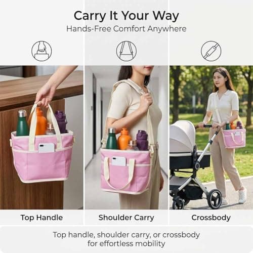 4 Compartment Insulated Drink Carrier Holder Bag, Multiple Tumbler Caddy Family Size Drink Bag, Water Bottle Holder with Adjustable Strap, Drink Caddy Tote for Coffee, Travel, Outings (Black)
