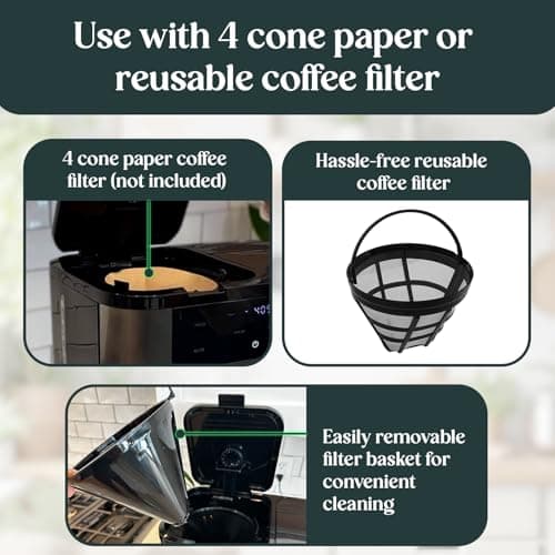 Pantrymade Dual Brew Coffee Maker | 12 Cup Glass Carafe & Single Serve K-Cup Combo | Programmable Touchscreen Coffee Machine for Ground Coffee or Pods | Auto Shut-Off, Black — view 4