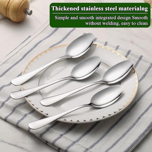 Dinner Spoons Set 12pcs, 18.7cm Soup Spoon Berglander Food Grade Stainless Steel Silverware Spoons, Metal Tablespoon for Restaurant, Mirror Polished, Dishwasher Safe — view 2