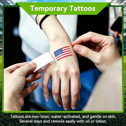 HWQVA 2026 Soccer Fan Gear Set – USA Flag Temporary Tattoos, Fun Wigs, and Loud Horns – Fan Gear for Soccer Matches, Sports Events, and Team Celebrations — view 4