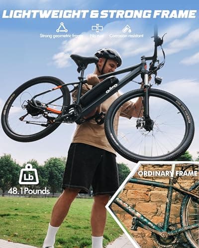 QLIFE Racer Electric Bike for Adults - 21-Speed Mountain Lightweight Ebike with Peak 750W 35 KM/H Brushless Motor, 375Wh Removable Battery, 26X2.1 Tire Step Over E-MTB, Up to 64 KM,Black — view 2